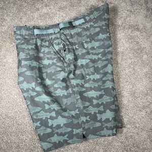 Flylow Board Shorts Swim Trunks Trout Fish Print Mens XXL Hiking Fishing Outdoor